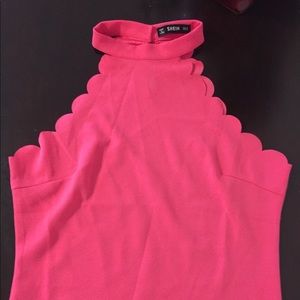 Scallop trim halter top